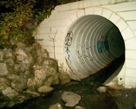 This tunnel where Glen Echo Creek passes beneath Indianola Avenue is said to be haunted.