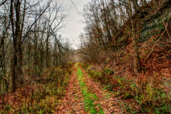 Walking along the old railbed on the way to Glencoe Tunnel.
