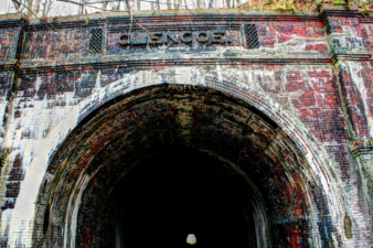 Looking up to the massive structure of Glencoe Tunnel.