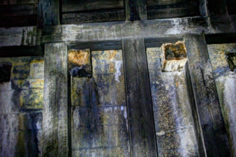 A closer look at the timber wall.