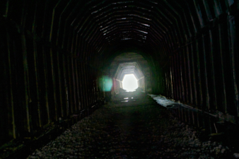 The southeastern portion of Glencoe Tunnel was smaller and likely the original shape of the tunnel.