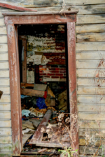 Looking through the door.