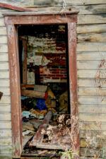 Looking through the door.