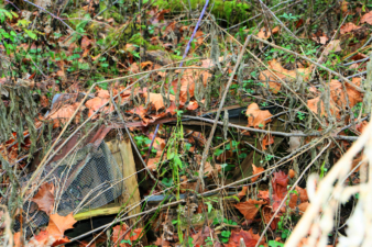 The remains of an animal pen of some sort.