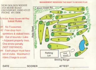This is a scan of the back of an old scorecard for the course.