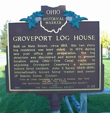 The Groveport Log House is listed on the National Register of Historic Places. This Ohio Historical Marker was nearby.