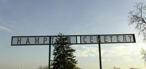 The sign above the entrance to Hampton Cemetery.