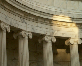 A closer look at the columns surrounding the tombs.