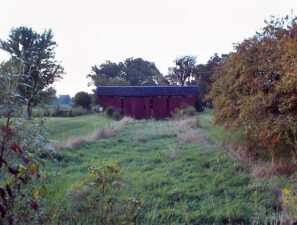 The covered bridge from the center of the old canal.