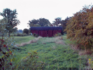 The covered bridge from the center of the old canal.