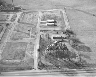 An aerial photo of the Ohio State Highway Patrol Training Academy at Hartman Farm. It remained here until 1965 when it moved to near the state fairgrounds.