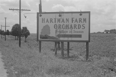 This old sign was posted along High Street, directing travelers to the farm's sales room.