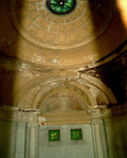 Some damage to the structure can be seen in this photo.