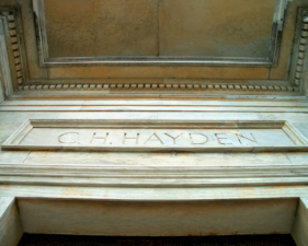 The C.H. Hayden inscription just above the door.