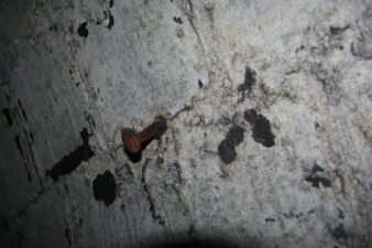 There were rail spikes driven into the wall every so often.