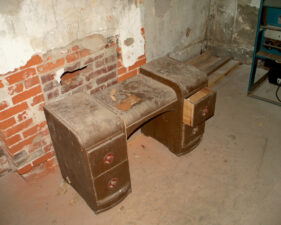 This old desk was in the room adjacent to the previous photo. We wondered if it was left behind by a former resident or if it will be part of the museum.