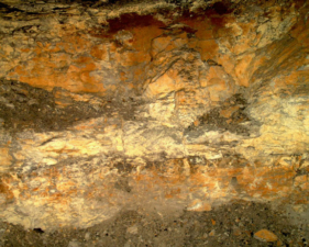 Home of the natural rock revealed behind the tunnel wall.