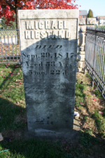 Michael Hiestand's tombstone. He died on September 29, 1847 at 53-years-old.