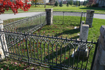 The iron fence that surrounded the cemetery was original to the site.