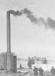 The prison's smoke stack as seen in 1973.