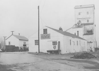 The Lockbourne Farmer's Exchange, located between the railroad tacks on the edge of town, in 1956. The business is still in operation.