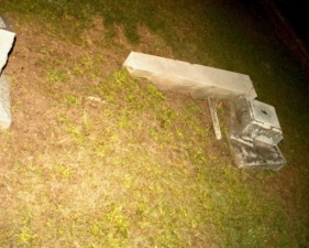 On of the few knocked over tombstones.