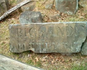 This rock was in front of Hope Furnace. It read, "BIG SAND F BUILT BY WH."