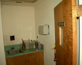 This small closet between the rotunda and the back room was used for flower preparation and care.
