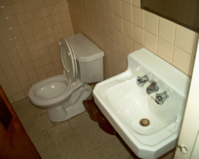 Inside one of the chapel's restrooms.