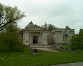 The Huntington Chapel and Mausoleum in Green Lawn Cemetery.