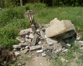 Some cement rubble that was dumped at the former rest area.
