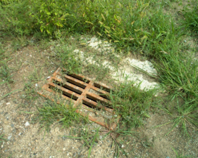 A drain gate for the parking lot's drainage system.