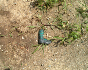 This sort of looked like a striped mini witch's boot.
