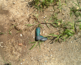 This sort of looked like a striped mini witch's boot.