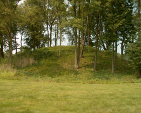 Jeffers Mound was covered with tall grass and trees.