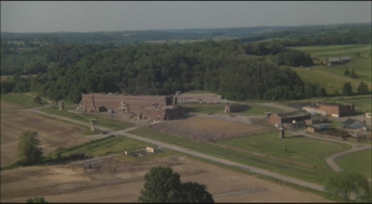 A freeze frame overlooking the prison from the movie Brubaker.
