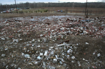Piles of brick and other rubble is all that remained.