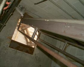 The ladder that led up to the guard tower platform.