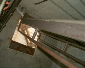 The ladder that led up to the guard tower platform.