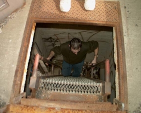 An OES member coming up the ladder.