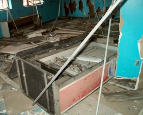 An old Pepsi machine was on the administration area's floor. Perhaps this was the break room.