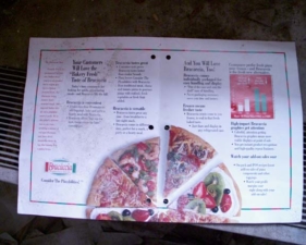Inside the pizza brochure.