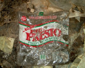 This pizza bag advertised that you could have a gourmet pizza in just minutes.