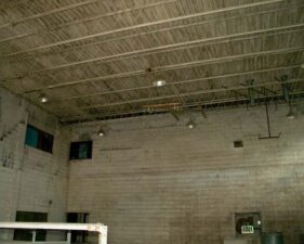 Standing inside the stinky gym looking up to where the previous photos were taken from.