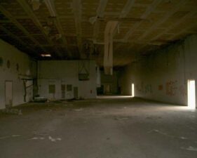 This was a very large, open room. It was hard to tell what may have been here. Perhaps it was a cafeteria.