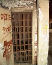 These bars blocked a stairwell on the ground floor.