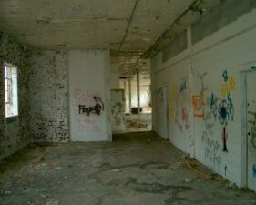 The view from the north side of the building looking south.
