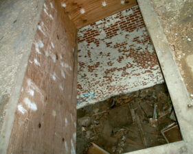 The hole opened to the second floor where we had entered. We were told this hole was made for the filming of Brubaker.