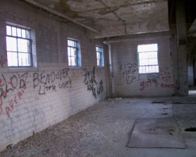 This area on the top floor looked like it could have been a shower room.