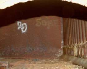 Inside one of the brick furnaces.